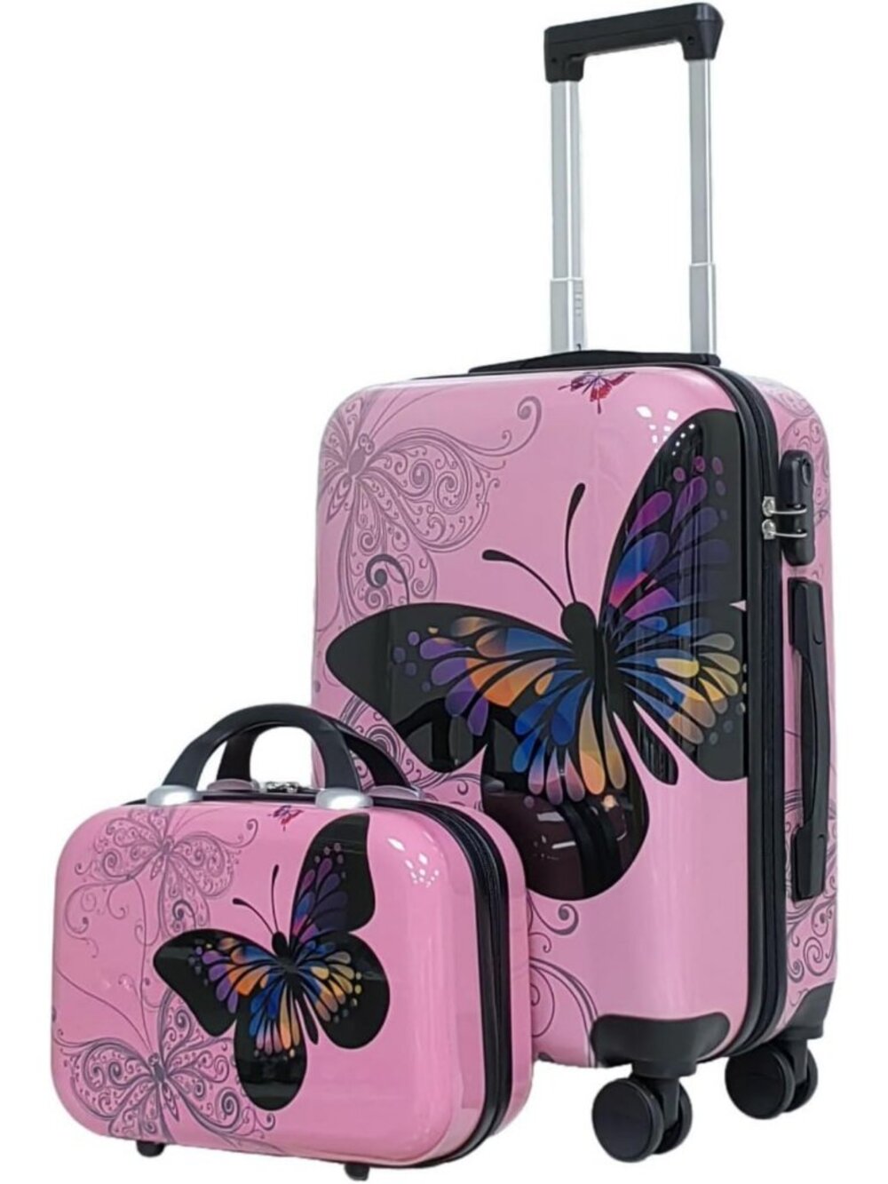 Lightweight Butterfly Print Luggage Set | Durable ABS+PC Travel Suitcase Set